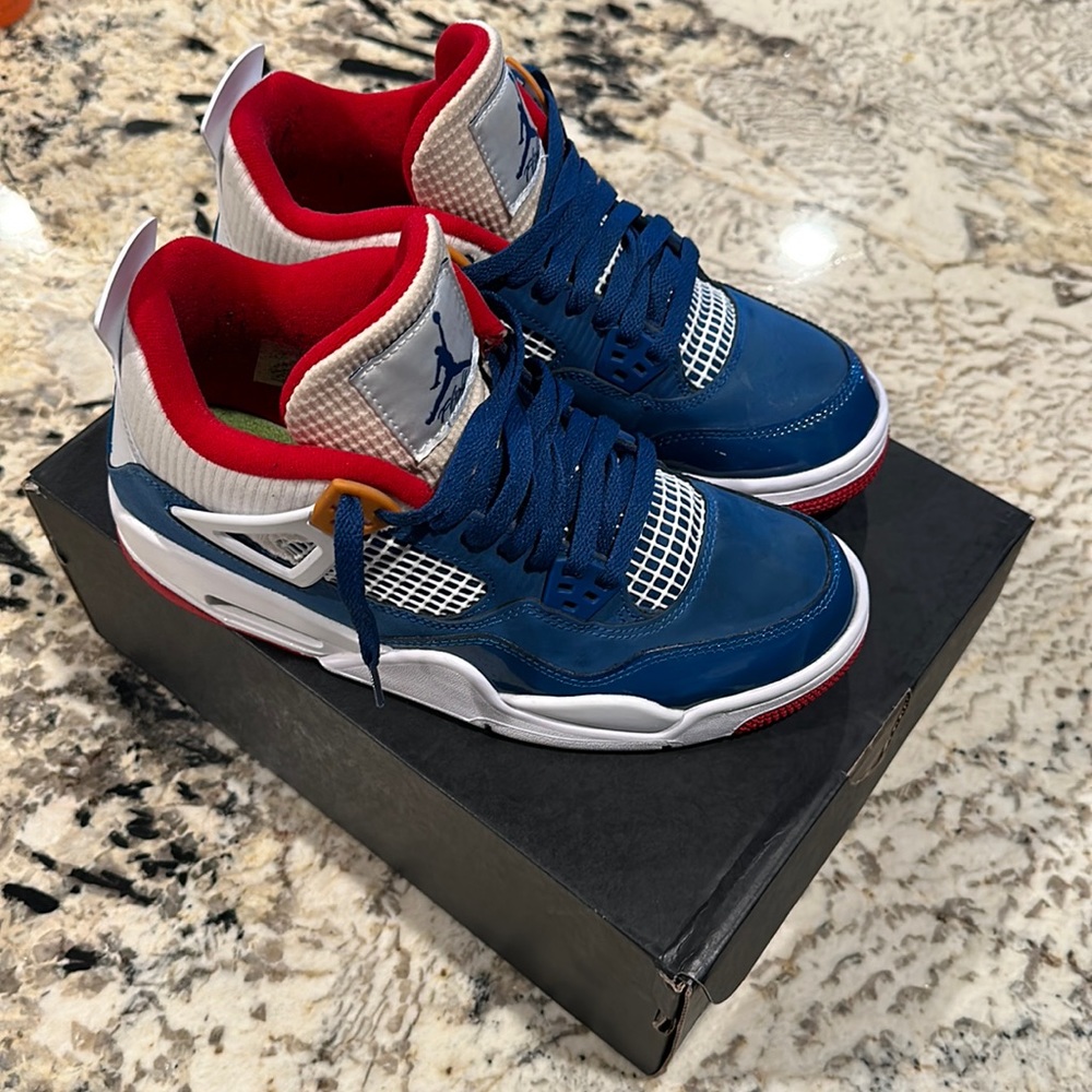 Air Jordan 4 Messy Room 6.5Y French Blue / White - Gym Red